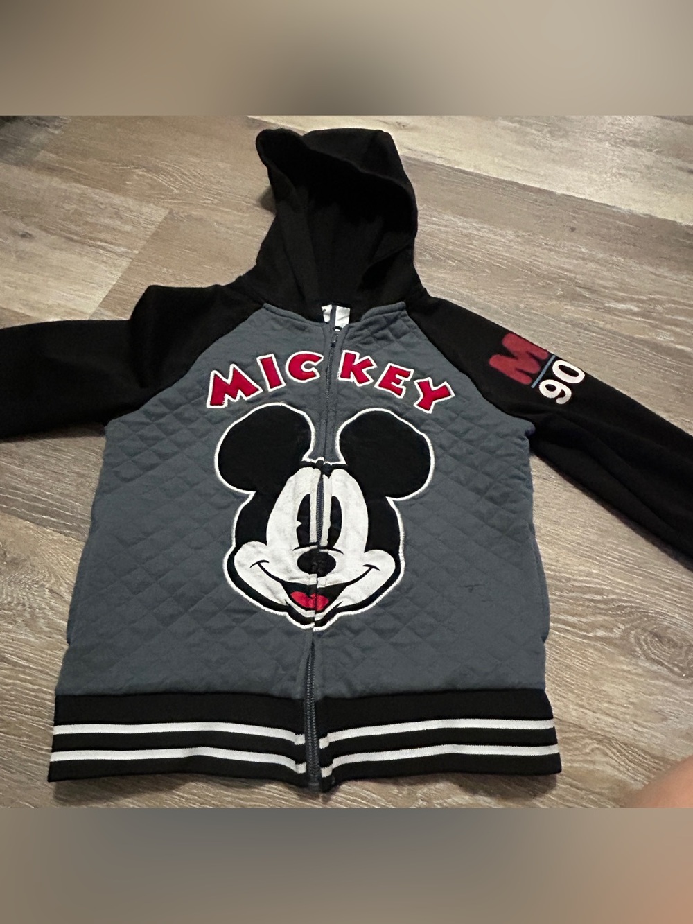 Disney Mickey Mouse Quilted Zip Up Hoodie Jacket w/Pockets Kids Size 5